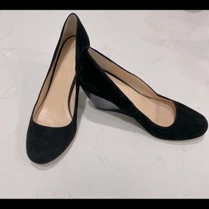 COLE HAAN Black Suede Wedge Heels